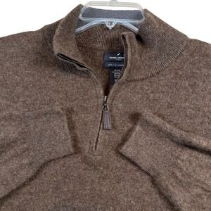 Daniel Hechter Quarter Zip Sweater Mens XXL Brown 100% 2-Ply Cashmere